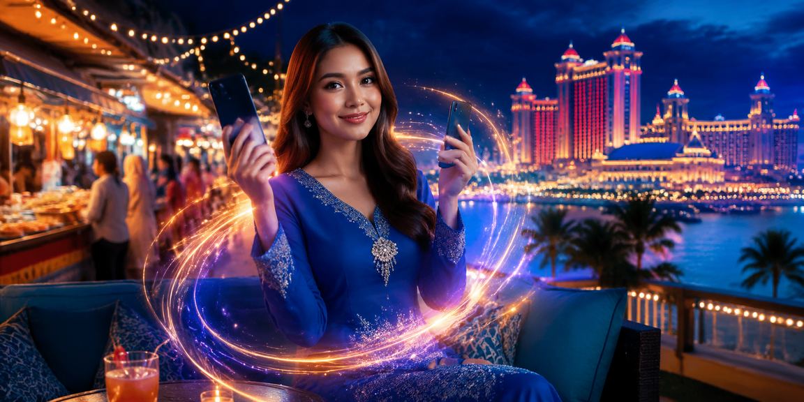 Pengguna kasino mudah alih berpakaian baju kurung di Genting Highlands menikmati platform selamat ong777